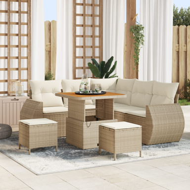 8-dijelni vrtni sofa set, poli-ratan akacija, bež