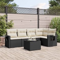 6-dijelni set vrtnih sofa s jastucima crni od poliratana