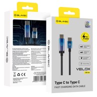 BLAVEC velox pleteni USB-C na USB-C kabel s LED zaslonom, 1,2 m, PD 100 W, 5 A, crni
