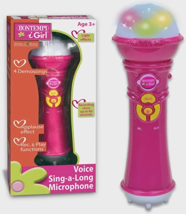 BONTEMPI Dječji karaoke mikrofon s funkcijom snimanja i svjetlosnim efektima 412772