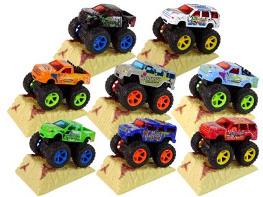 Monster Truck sa frikcijskim pogonom, gume, metalno tijelo + rampa, 10 cm