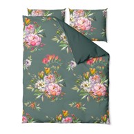 BONAMI SELECTION Posteljina Floret 200x220 cm za bračni krevet od pamučnog satena tamnozelena