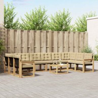Set vanjskih sofa s jastukom, 11 pcs, bijela i bež
