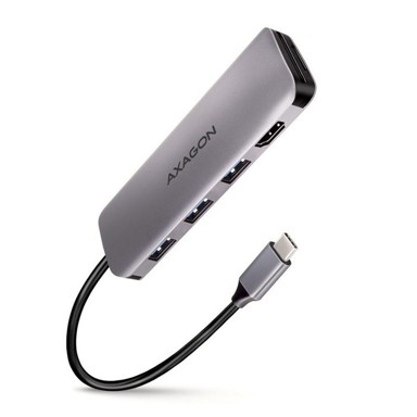 AXAGON USB hub HMC-HCR3A USB-Hub, 3x USB-A + HDMI + SD/microSD, USB-C 3.2 Gen 1, 20 cm USB-C-Kabel HMC-HCR3A