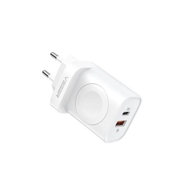 VEGER Kućni punjač W002E, 3u1, PD 20W, bežično punjenje za Apple Watch, bijeli