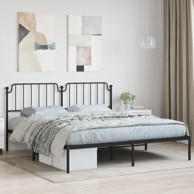 Metalni okvir za krevet s uzglavljem crni 183x213 cm