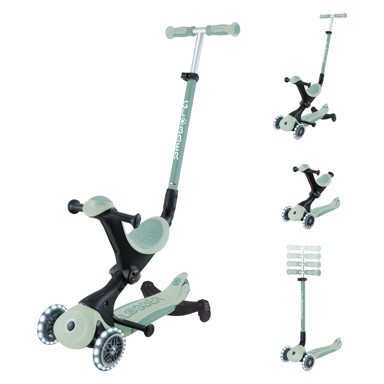 GLOBBER Romobil Go up deluxe 360°, sklopivi, svjetleći kotači, pistacio