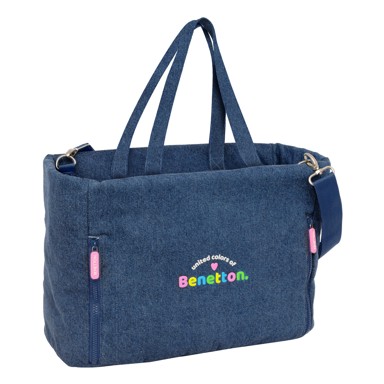 BENETTON Torba Denim s pretincem za laptop, 40 x 31 x 17 cm, plava