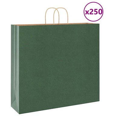 Papirnate vrećice 250 kom s ručkama 54x15x49 cm, zelene
