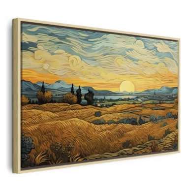 Slika Impresionistička polja, naslikani zlatni krajolik sa žitnim poljima, 120x80 cm