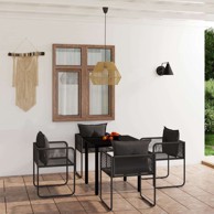 Vrtna garnitura, 5-dijelni vrtni blagovaonski set, dužina stola 80 cm, crna