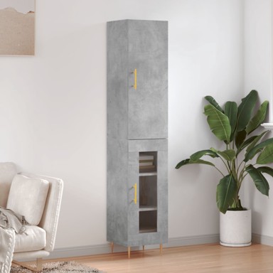 Visoka komoda siva betona 34,5x34x180 cm od konstruiranog drva