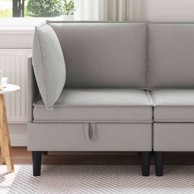 Kutna sofa s ladicom, baršun, svjetlosiva