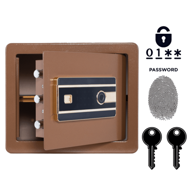 NIKCORP Biometrijski kućni sef, otisak prsta i šifra, dimenzije 30 x 36 x 30 cm, čelik, smeđa