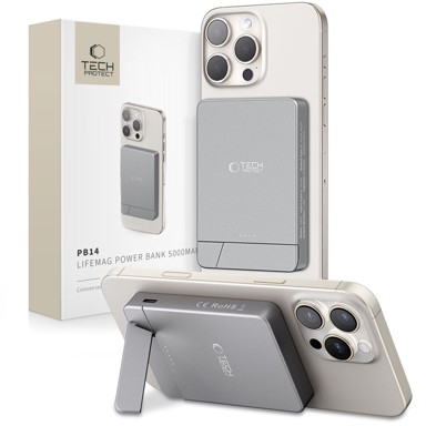 TECH-PROTECT Punjač prijenosni PB14 LifeMag MagSafe, 5000mAh, sivi