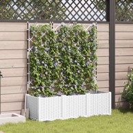 Vrtna sadilica s rešetkom 3 kom 120x40x143 cm, bijela