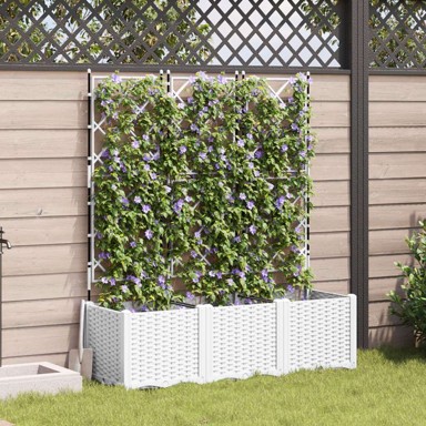 Vrtna sadilica s rešetkom 3 kom 120x40x143 cm, bijela
