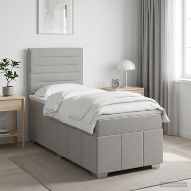Boxspring krevet s madracem 90 x 200 cm, tkanina, svjetlosivi
