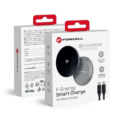 FORCELL Magnetni bežični punjač za mobitele F-Energy, MagSafe, 15 W, crni