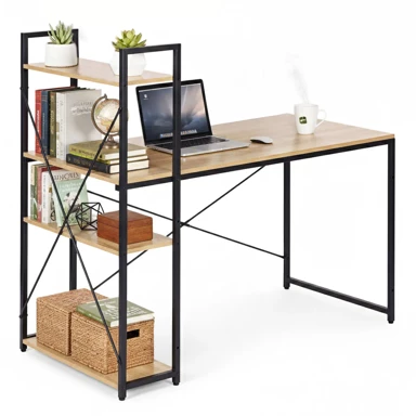 ModernHome uredski stol s policom i 3 police 120 x 60 cm, loft stil