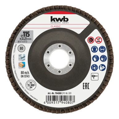 KWB Brusna ploča lamelirana, 115 mm, GR80