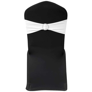 Rastezljive dekorativne trake za stolice s dijamantnom kopčom, bijela, 25 komada