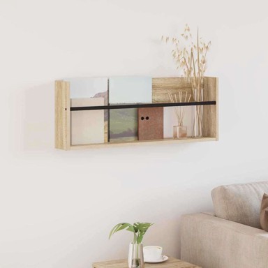 Polica za časopise s policom, zidne 80 x 12 x 30 cm, sonoma hrast