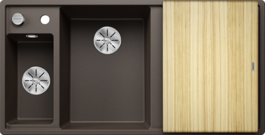 BLANCO Sudoper Axia III 6 S InFino, Silgranit, daska drvo, bazen lijevo, kava