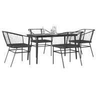 Vrtna garnitura, 5-dijelni set s jastucima, 160 x 80 x 74 cm, crna