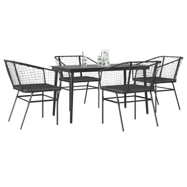Vrtna garnitura, 5-dijelni set s jastucima, 160 x 80 x 74 cm, crna