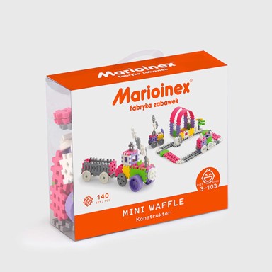MARIOINEX Kocke za slaganje Mini Waffle konstruktor, roza, 140 komada