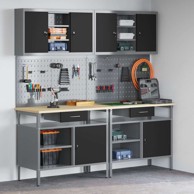 Radna klupa, set od 8 dijelova, čelik, crna