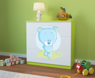 Dječja komoda Plavi medvjed, zelena, 80×80×41 cm