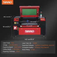 VEVOR CO₂ laserski graver, 80W, 70 x 50 cm