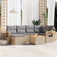 7-dijelni set vrtnih sofa od poliratana s jastucima bež