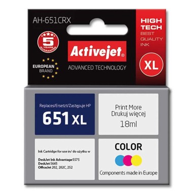 ACTIVEJET Tinta za printer HP 651 C2P11AE (AH-651CRX), 18 ml, u boji
