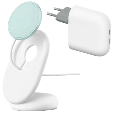 GOOGLE Flex kućni punjač, 67 W, 2× USB-C, s bežičnim punjačem Pixelsnap i stalkom, bijeli