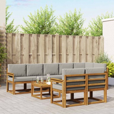 Set vanjskih sofa s jastukom 9 kom, prirodna i svijetlo siva