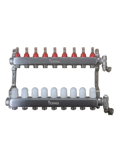 TERMA Podno razdjelnik Plus, s mjeračima protoka, 9 krugova