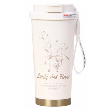 LIVEFY Termo šalica Lovely Flower, 550 ml, bež