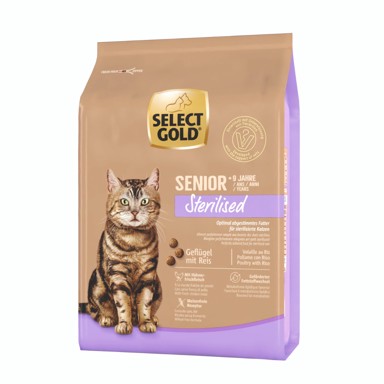 SELECT GOLD Suha hrana za mačke Sterilised Senior perad s rižom 2,5 kg