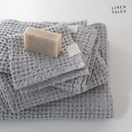 LINEN TALES Svijetlo sivi ručnik 100x140 cm Honeycomb