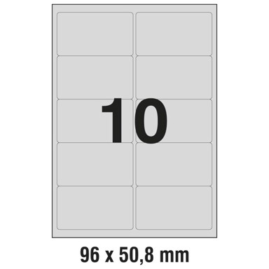 ZWECKFORM Etikete Laser 96x50,8 mm polyester L6012-20 srebrne 20 listova