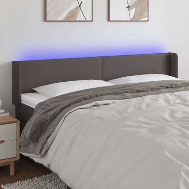 LED uzglavlje, 183x16x78/88 cm, umjetna koža, siva