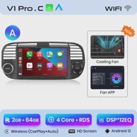 Auto radio za FIAT 500 500c 2007, 2015, multimedijalna GPS navigacija, Android 12, V1Pro C, 2GB, 64GB