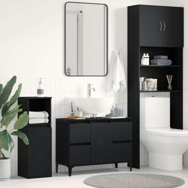 Kupaonski lavabo-umivaonik, 80x33x60 cm,  crna hrastovina