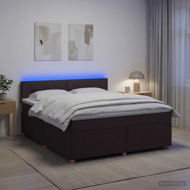 Boxspring krevet s madracem 140 x 200 cm od tkanine, tamnosmeđi