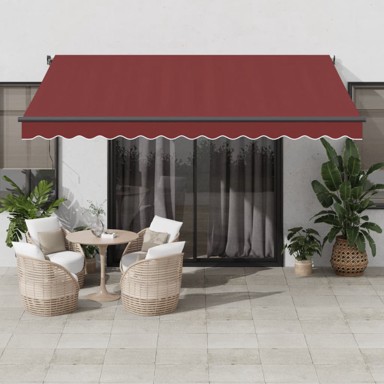 Tenda na ručno uvlačenje s LED svjetlima bordo 400 x 350 cm
