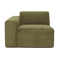 SCANDIC Kaki zeleni baršunasti završni element Sting, 101 cm, lijevi kut, 101x96x70,05 cm