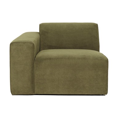 SCANDIC Kaki zeleni baršunasti završni element Sting, 101 cm, lijevi kut, 101x96x70,05 cm